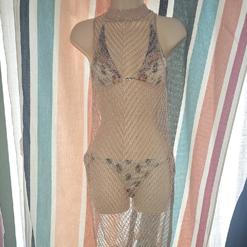 Sheer Metallic Net Cover-Up